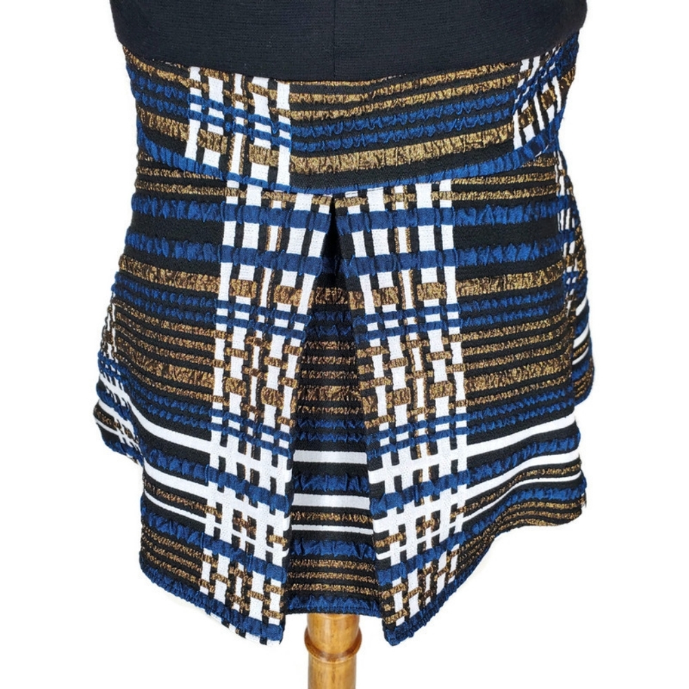 NWT Anthropologie Nathalie Peplum Metallic Plaid Top By Deletta SZ XS Academia - Picture 6 of 14